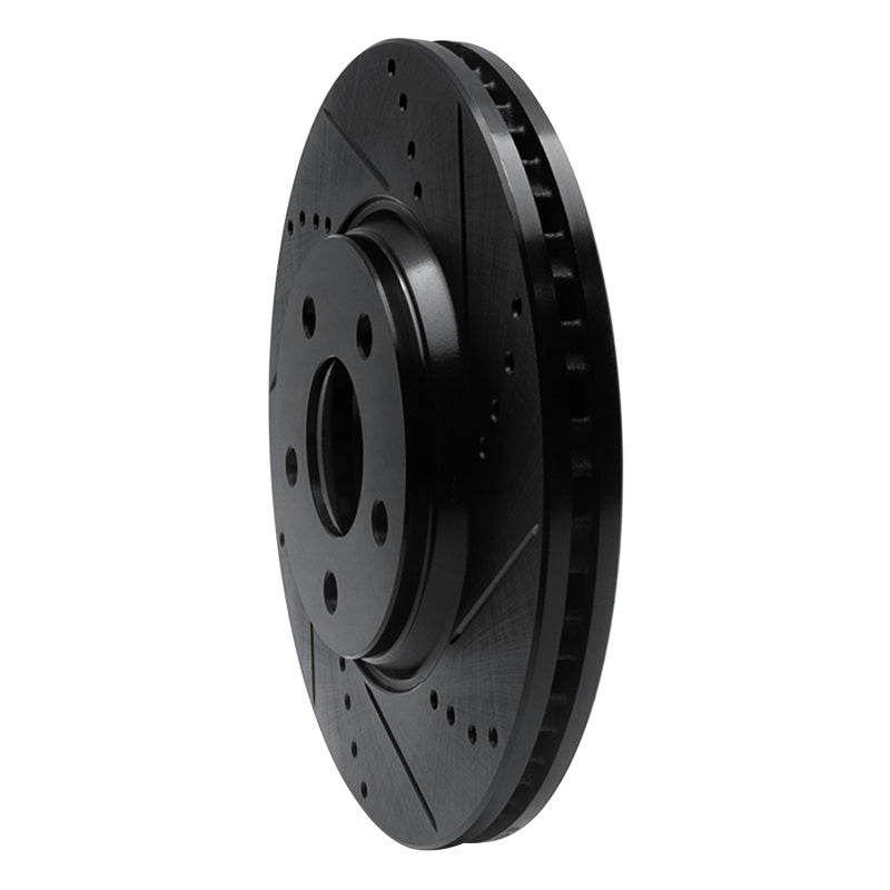 R1 04-12 Chevrolet Cobalt Front Right Drilled & Slotted Black Brake Rotor