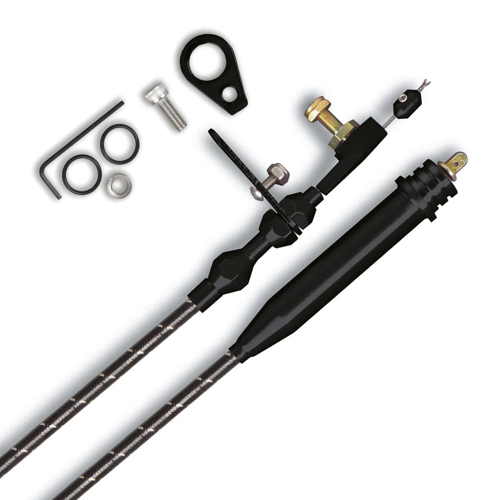 VINTAGE SERIES FORD 4L60 KICKDOWN CABLE BLACK WRAP WITH WHITE TRACERS