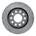 R1 04-05 Audi ALLROAD Rear Left Drilled & Slotted Silver Brake Rotor