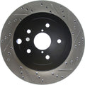 R1 08-20 Subaru WRX Rear Left Drilled & Slotted Black Brake Rotor