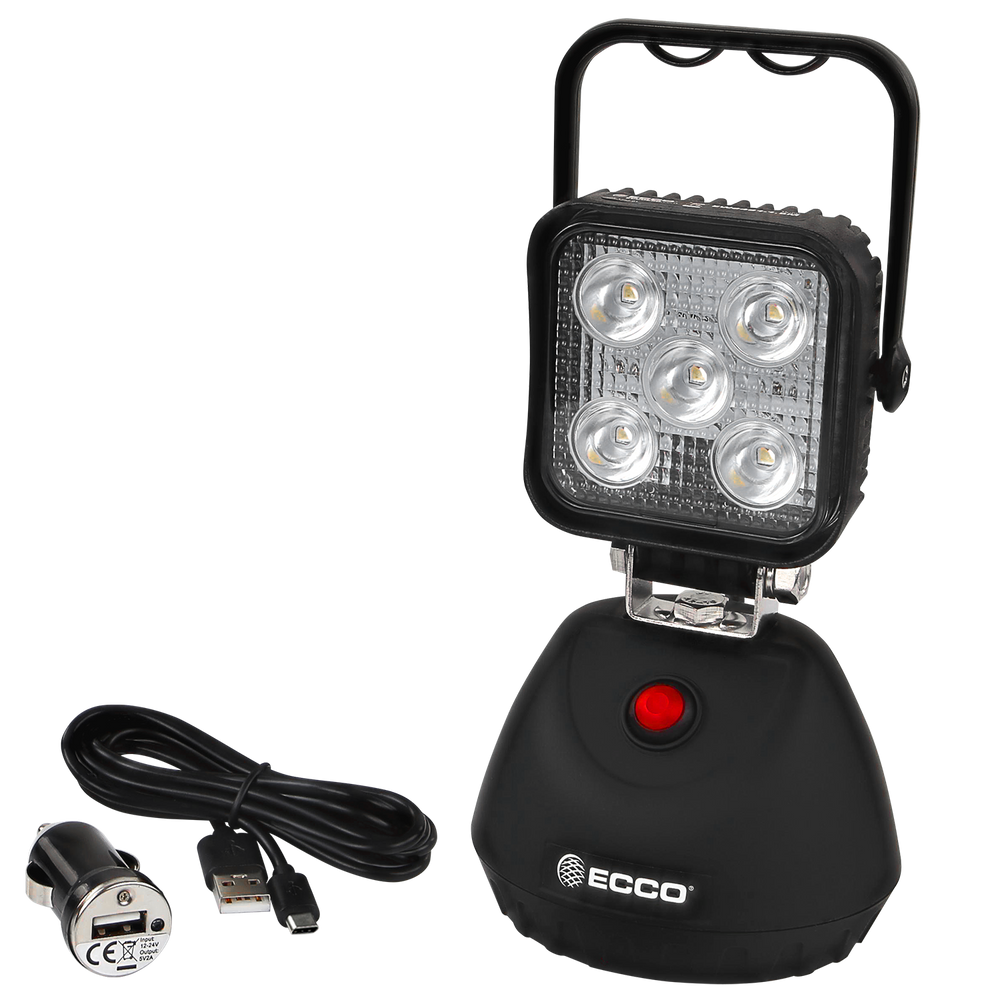 WORKLAMP 5LED SQUARE FLOOD 1224VDC NAPLUG W/USB PORT