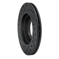 R1 87-99 Hyundai Excel Front Right Drilled & Slotted Black Brake Rotor