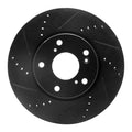 R1 2016-2025 Honda Accord Coupe Front Left Drilled & Slotted Black Brake Rotor