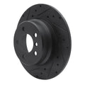 R1 00-06 BMW X5 Rear Left Drilled & Slotted Black Brake Rotor