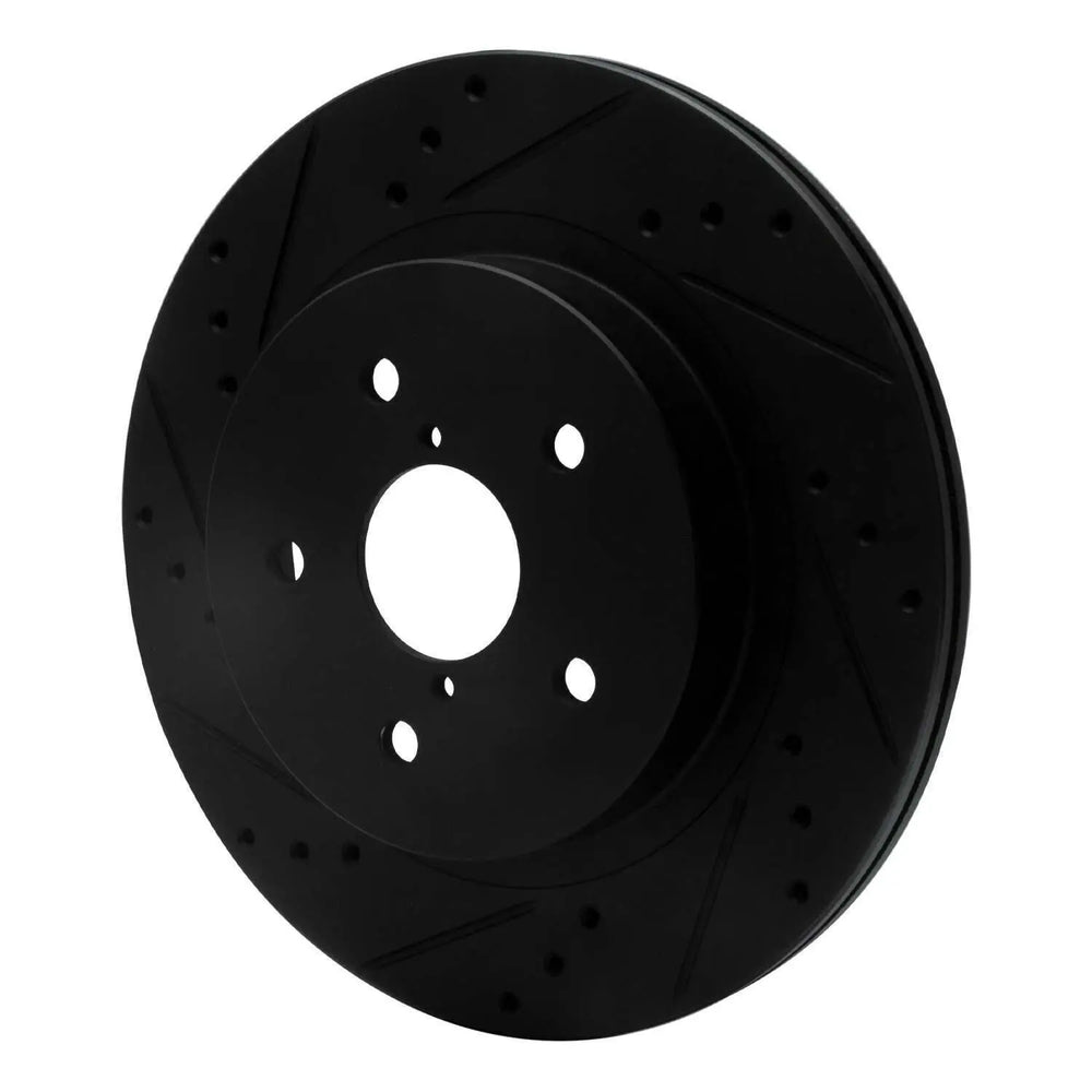 R1 15-25 Subaru Outback Rear Left Drilled & Slotted Black Brake Rotor