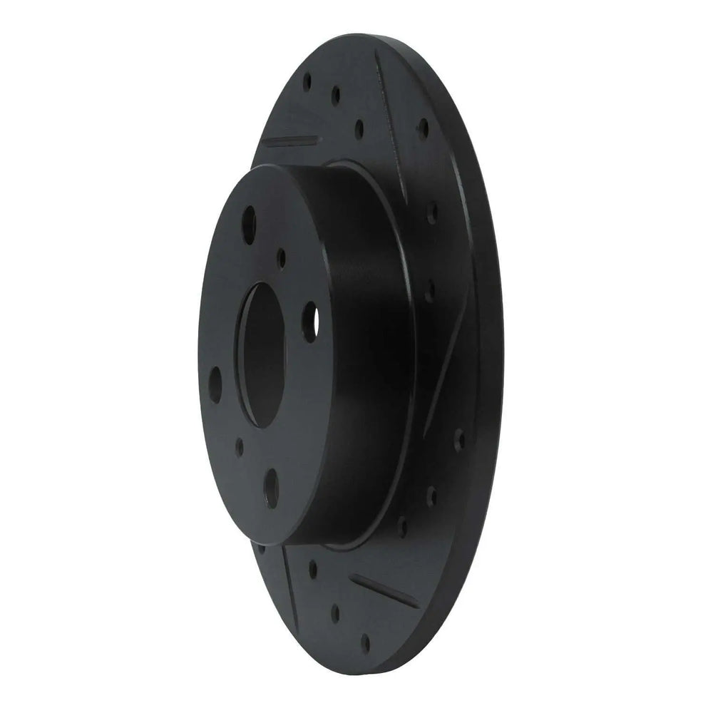 R1 85-86 Toyota MR2 Rear Right Drilled & Slotted Black Brake Rotor