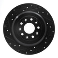 R1 05-19 Ford Five Hundred Rear Left Drilled & Slotted Black Brake Rotor