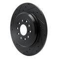 R1 05-19 Ford Five Hundred Rear Left Drilled & Slotted Black Brake Rotor