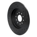 R1 05-19 Ford Five Hundred Rear Left Drilled & Slotted Black Brake Rotor