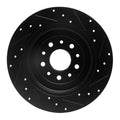 R1 05-19 Ford Five Hundred Rear Left Drilled & Slotted Black Brake Rotor