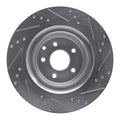 R1 09-20 Nissan 370Z Rear Left Drilled & Slotted Silver Brake Rotor