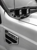 ~(8 lbs. 18X8X3)~ 2011-2016 FORD F250/F350: Hood Hinges LED Light Bar Mounts - By A Pillar - for mounting Four 3 IN Zroadz Cube Pod Work Lights or Similar Style Light - Bolts On to Hood Hinges - Easy Install