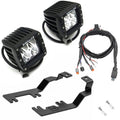 ~(3 lbs. 18X8X3)~ 2014-2017 CHEVROLET SILVERADO 1500: Hood Hinges LED Light Bar Mounts - By A Pillar - for mounting Two 3 IN Zroadz Cube Pod Work Lights or Similar Style Light - Bolts On to Hood Hinges - Easy Install