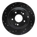 R1 10-16 Hyundai Genesis Coupe Rear Left Drilled & Slotted Black Brake Rotor
