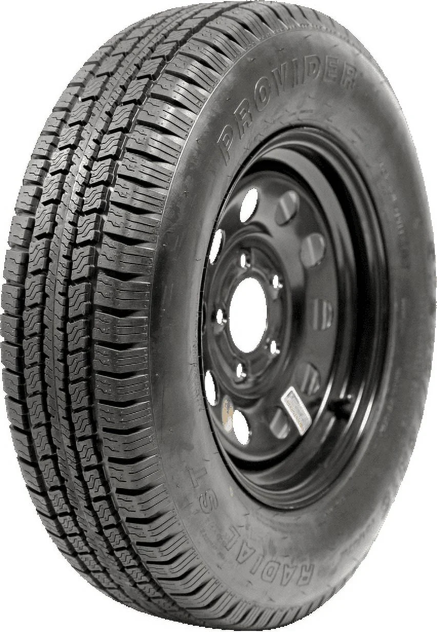 ST205/75R15 6 PLY PROVIDER TRAILER TIRE ON 15X5 5X4.5 BLK MOD WHEEL 3.19CB 0OS