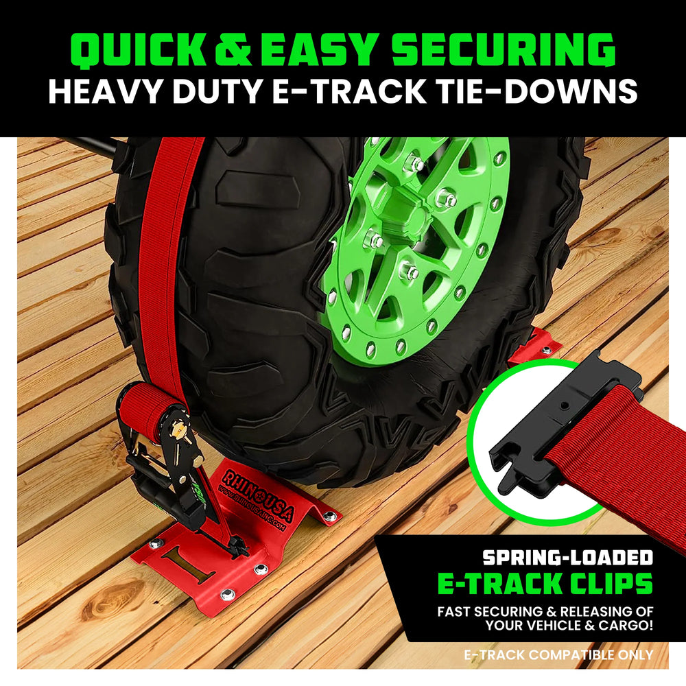 Rhino USA UTV Wheel Chock Tie-Down Kit 2-Pack (Red)