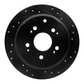 R1 05-10 Honda Odyssey Rear Right Drilled & Slotted Black Brake Rotor