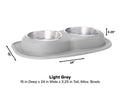 WeatherTech Pet Feeding System Double Low 64oz 3in. Stainless Bowl - Light Grey