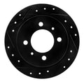 R1 91-06 Nissan NX Rear Left Drilled & Slotted Black Brake Rotor