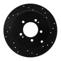 R1 07-15 Mitsubishi Lancer Rear Right Drilled & Slotted Black Brake Rotor