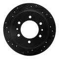 R1 06-10 Hummer H3T Rear Left Drilled & Slotted Black Brake Rotor