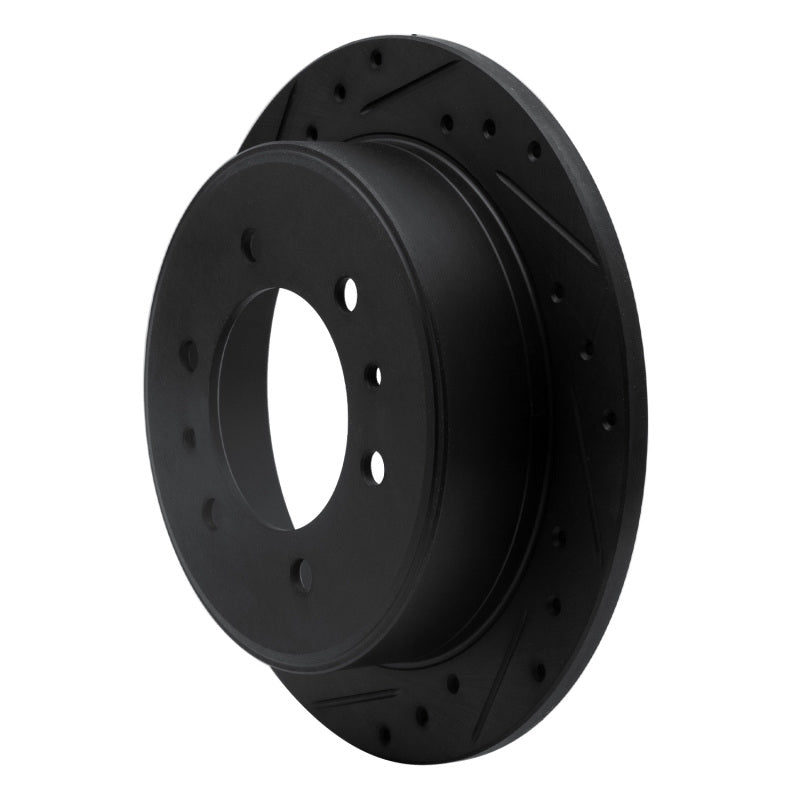 R1 06-10 Hummer H3T Rear Left Drilled & Slotted Black Brake Rotor