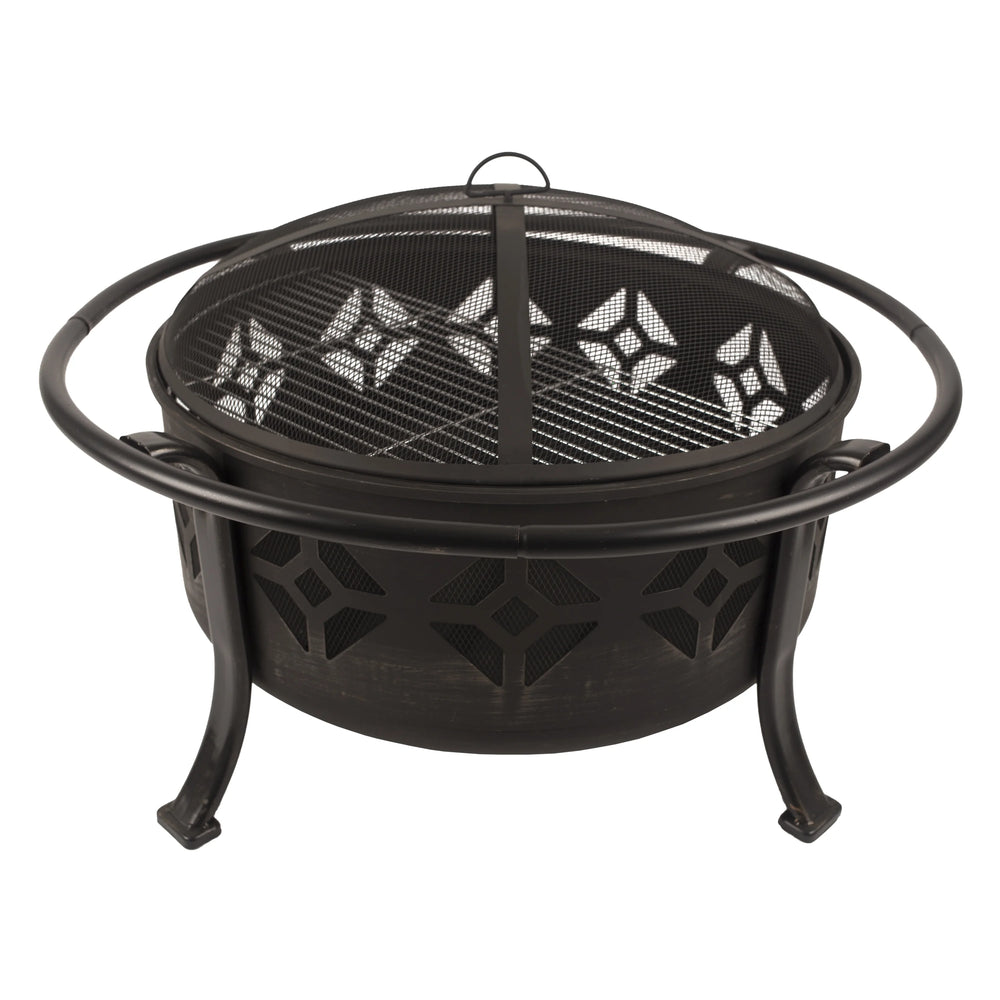 SUNDERLAND 12IN DEEP BOWL ROUND FIRE PIT 30IN DIAM BOWL WITH COOKING GRID