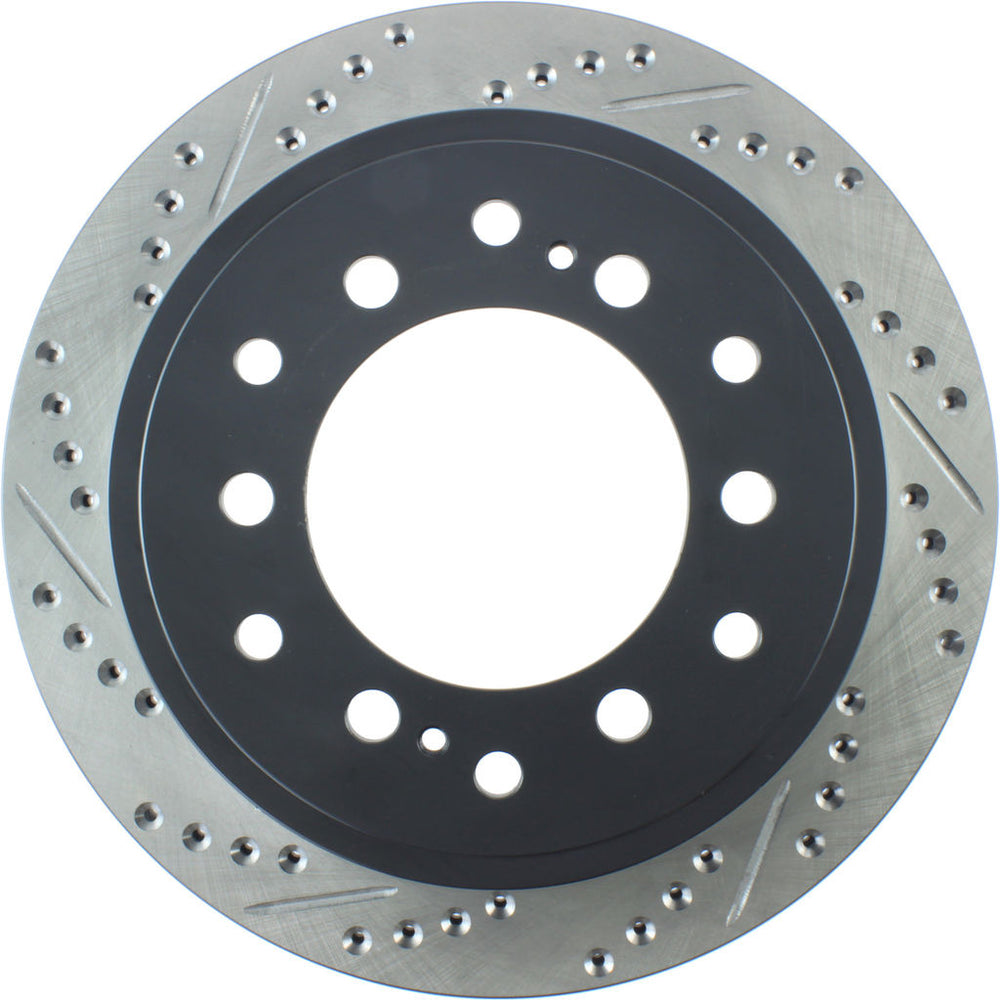 R1 01-09 Lexus GX470 Rear Right Drilled & Slotted Black Brake Rotor