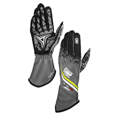 OMP KS-2 ART my2025 KART GLOVES ANTHRACITE / FLUO YELLOW SZ S