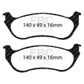 EBC 95-97 Ford Crown Victoria 4.6 (ABS) (Steel PisTons) Greenstuff Rear Brake Pads