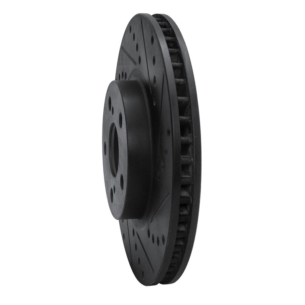 R1 00-10 Pontiac Vibe Front Right Drilled & Slotted Black Brake Rotor