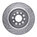 R1 05-19 Ford Explorer Rear Left Drilled & Slotted Silver Brake Rotor