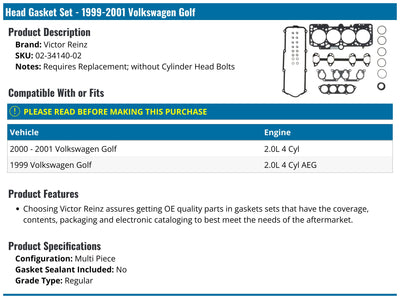 Engine Cylinder Head Gasket Set - 02-34140-02