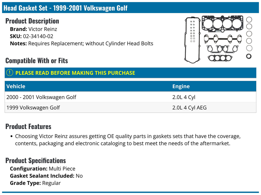 Engine Cylinder Head Gasket Set - 02-34140-02