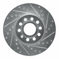 R1 Concepts Brake Rotor Drilled and Slotted Silver Fits Audi A3