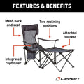 CAMPFIRE 2 POSITION PADDED RECLINER WITH OTTOMAN DARK GREY
