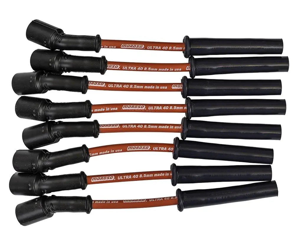 Moroso GM LS 5.7L/6.0L/6.2L/7.0L Ultra 40 8.5mm Multi-Angle Boot Ignition Spark Plug Wire Set - Red