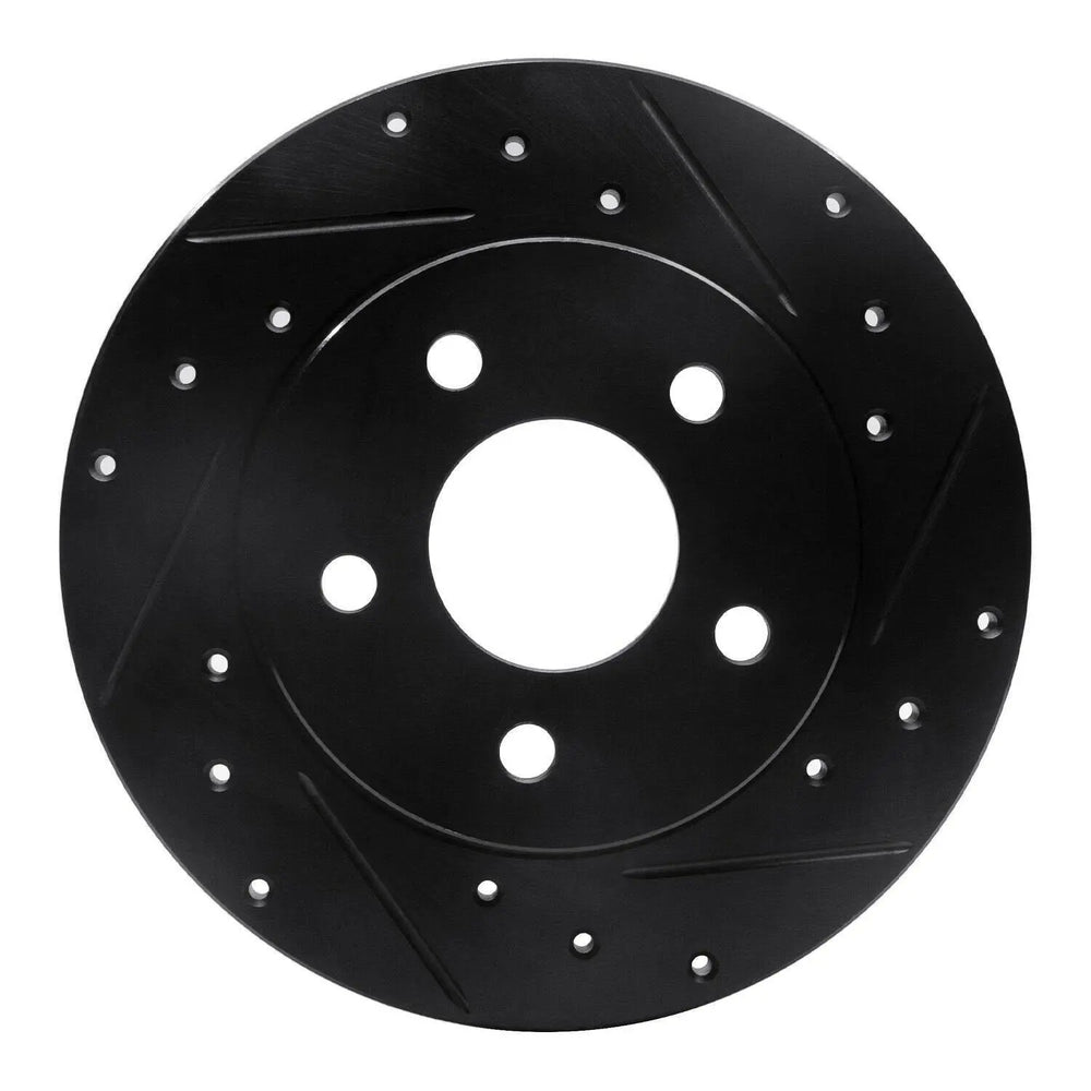 R1 04-12 Chevrolet Malibu Rear Right Drilled & Slotted Black Brake Rotor