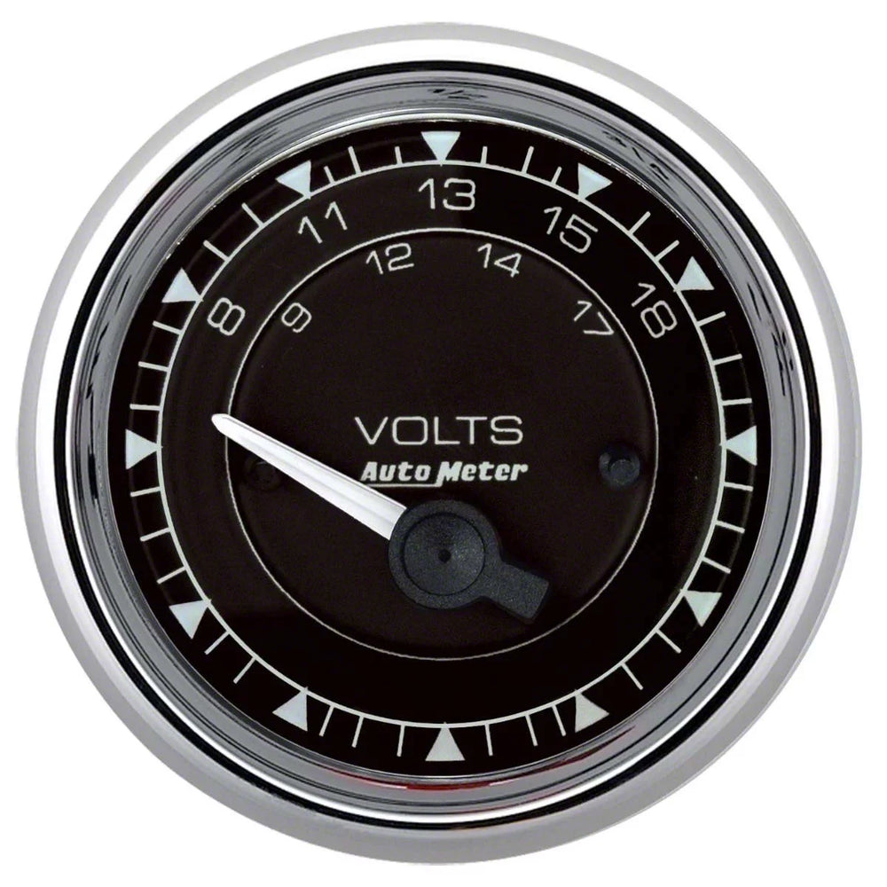 AutoMeter Chrono 2-1/16in 18V Electric Voltmeter Gauge - Chrome