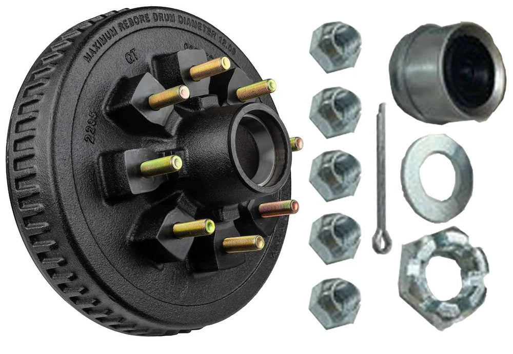 HUB/DRUM ASSEMBLY LOADED 7000LB CAPACITY 8 X 6.5 9/16IN18 12IN BRAKES
