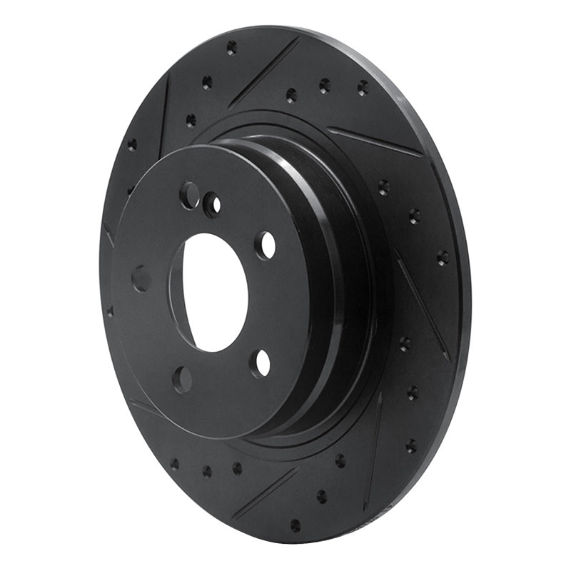 R1 08-15 Mercedes-Benz C250 Rear Left Drilled & Slotted Black Brake Rotor