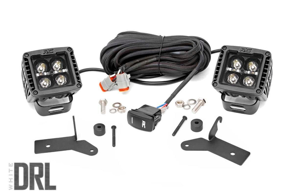 1x 70047 Jeep 2-inch LED Lower Windshield Kit (18-21 Wrangler JL 20-21 Gladiator JT Black-Series w White DRL)
