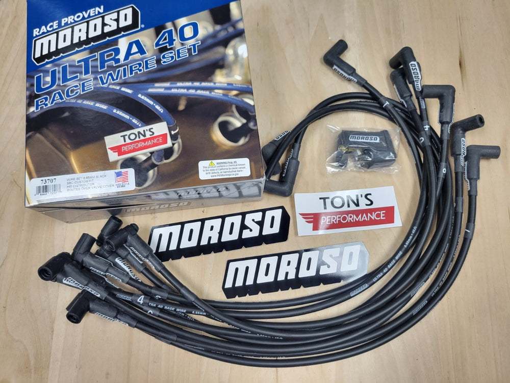 Moroso Chevrolet Small Block Ignition Wire Set - Ultra 40 - Unsleeved - HEI - Over Valve - Black