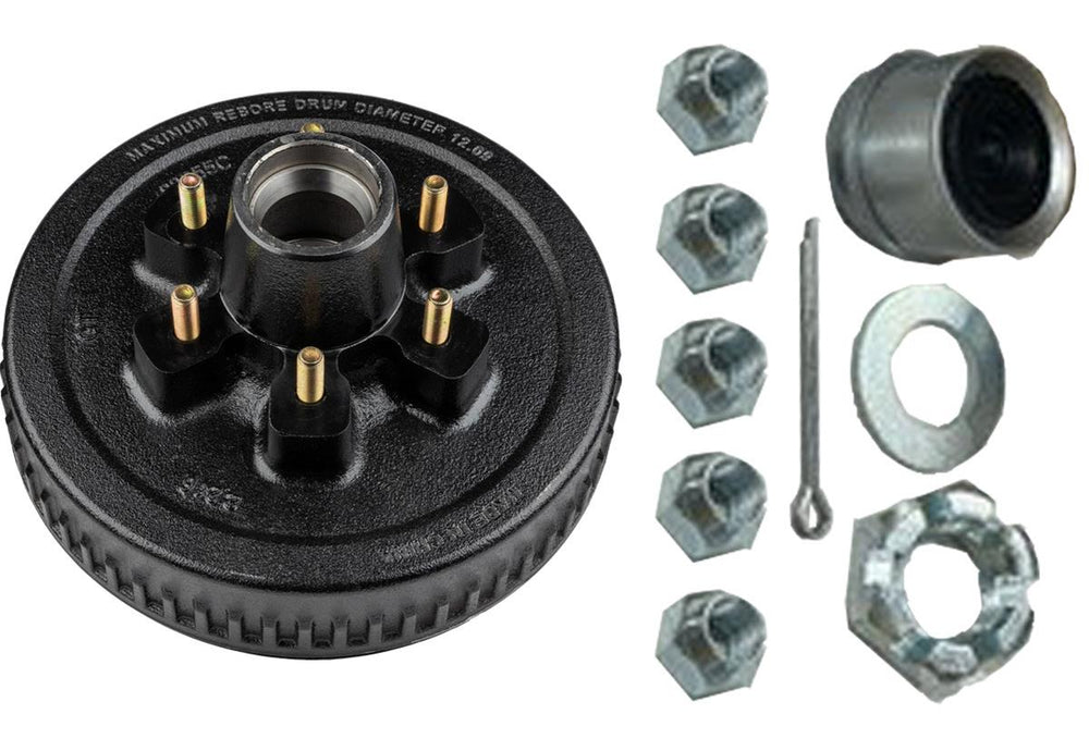 HUB/DRUM ASSEMBLY LOADED 7000LB CAPACITY 8 X 6.5 I/2IN20 12IN BRAKES