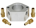 CHEVY SB/BB 2IN BILLET WATER NECK RISER W/ 3/8IN NPT PORTS & 3/8IN BARBED FITTINGS