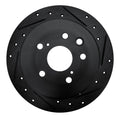 R1 06-15 Lexus IS250 Rear Right Drilled & Slotted Black Brake Rotor