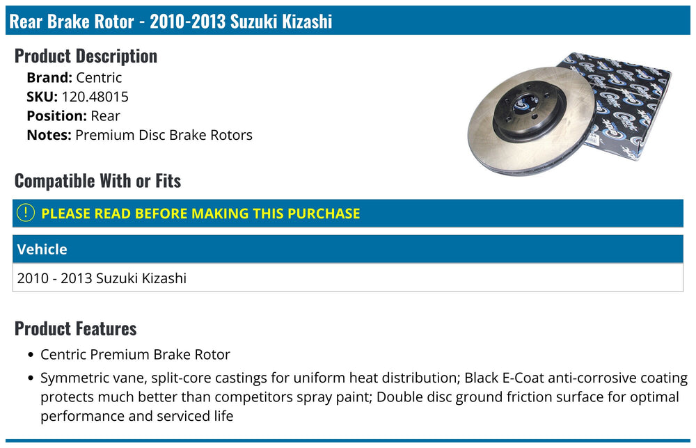 Centric Performance Brake Rotor