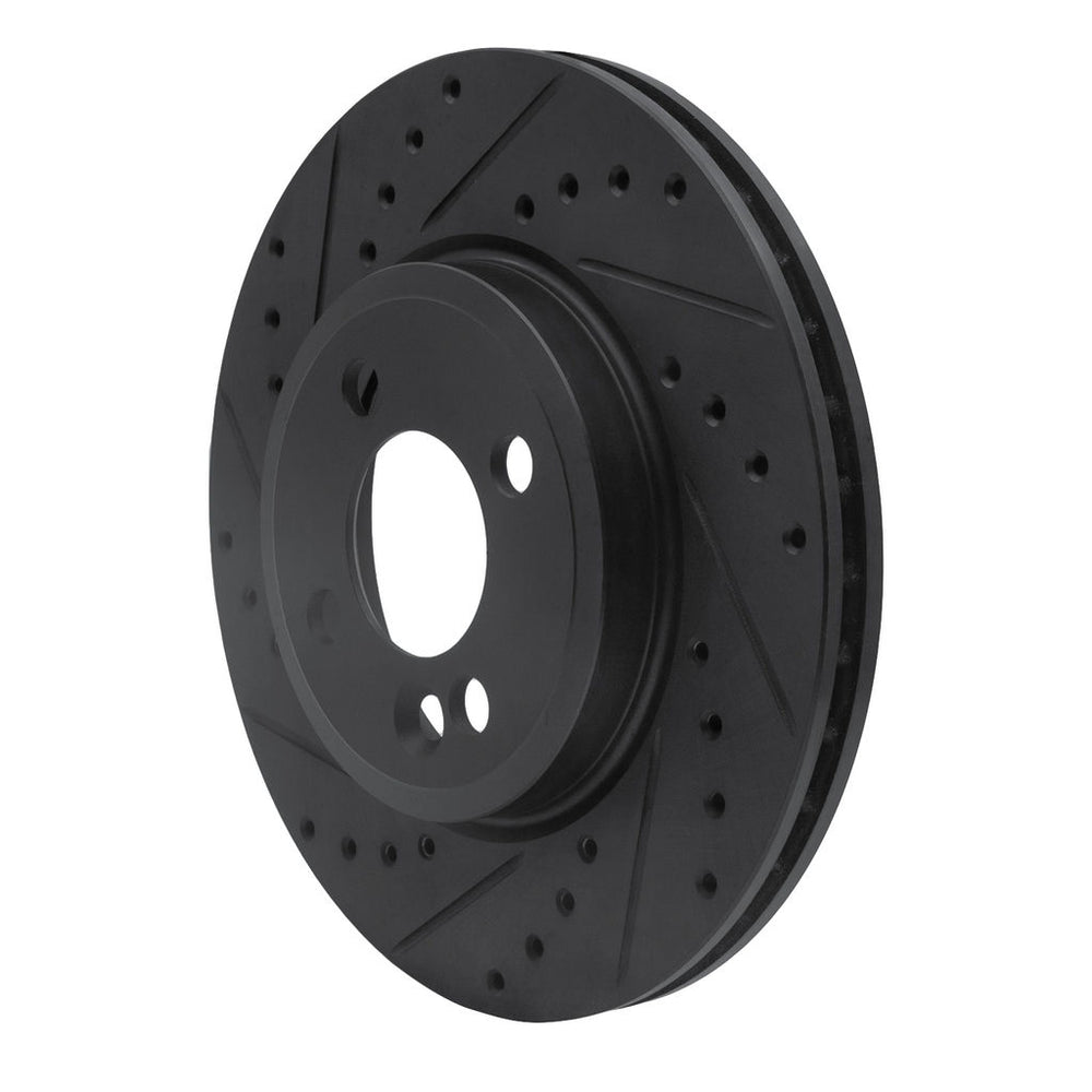 R1 07-15 Mini Cooper Clubman Front Left Drilled & Slotted Black Brake Rotor