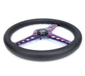 NRG Light Weight Gaming Steering Wheel - Driftz 350mm 3 NeoChrome Spokes Perforated Leather