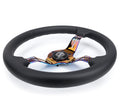 NRG Light Weight Gaming Steering Wheel - Splitz NeoChrome Silver Spokes Perforated Leather